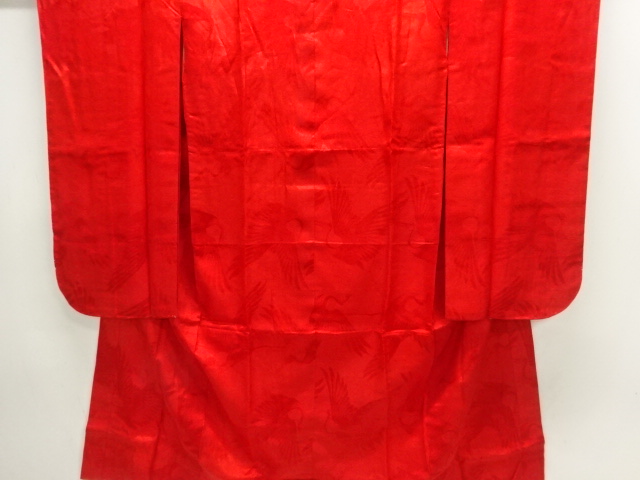 JAPANESE KIMONO / ANTIQUE JUBAN / SILK / MON KINSHA / WOVEN CRANES